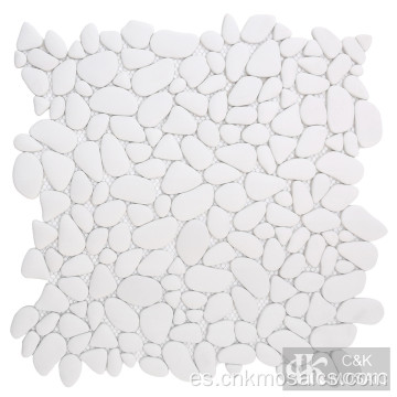 Baldosas de mosaico de vidrio blanco mate Pebble